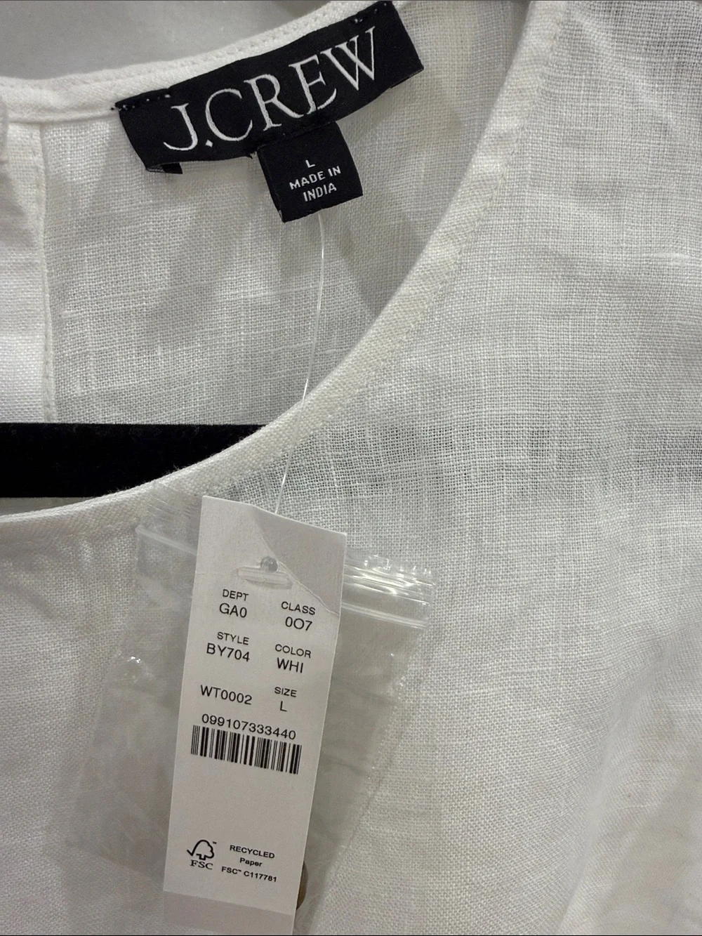 J. Crew White Linen Sleeveless Boxy Cropped Tank - Picture 3 of 4